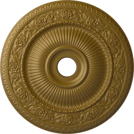 Ekena Millwork Logan Ceiling Medallion (Fits Canopies up to 6 1/8"), Hand-Painted Gold, 24 1/4"OD x 3 7/8"ID x 2"P CM24LO1GLS